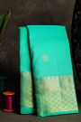 Kancheepuram Silk Sea Green Saree With Florals And Leaves Jaal Border