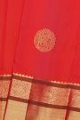 Kancheepuram Silk Pinkish Red Saree With Florals And Elephants Body And Self Border