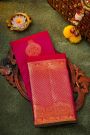 Kancheepuram Silk Magenta Saree With Florals And Peacocks Body