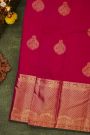 Kancheepuram Silk Magenta Saree With Florals And Peacocks Body