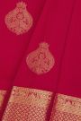 Kancheepuram Silk Magenta Saree With Florals And Peacocks Body