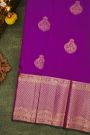 Kancheepuram Silk Lavender Saree With Florals And Peacocks Body And Self Long Border