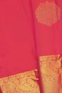 Kancheepuram Silk Pink Saree With Zari Lines And Peacocks Border