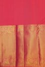 Kancheepuram Silk Pink Saree With Zari Lines And Peacocks Border