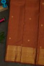 Kancheepuram Silk Rust Brown Saree With Checks Florals And Buttis Body
