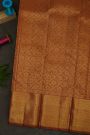 Kancheepuram Silk Rust Brown Saree With Checks Florals And Buttis Body