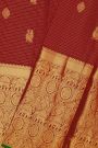 Kancheepuram Silk Maroon Saree With Florals And Elephants Traditional Long Border