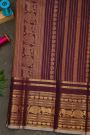 Kancheepuram Silk Dark Wine Saree With Florals And Pichwai Cows Border