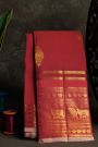 Kancheepuram Silk Red Saree With Florals And Pichwai Cows Border