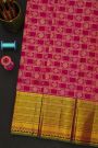 Kancheepuram Silk Pink Saree With Floral Buttis In Zari Checks Body