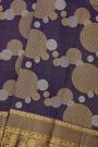 Kancheepuram Silk Navy Blue Saree With Florals And Leaves Jaal Border
