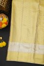 Kancheepuram Silk Gold Saree With Florals And Leaves In Meenakari Body