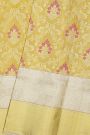 Kancheepuram Silk Gold Saree With Florals And Leaves In Meenakari Body