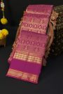Kancheepuram Silk Purple Saree With Florals And Birds In Checks Body