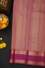 Kancheepuram Silk Purple Saree With Florals And Birds In Checks Body