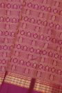 Kancheepuram Silk Purple Saree With Florals And Birds In Checks Body