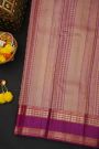 Kancheepuram Silk Purple Saree With Cross Lines Body And Gap Border