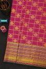 Kancheepuram Silk Pink Saree With Florals And Diamonds In Lines Border