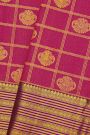 Kancheepuram Silk Pink Saree With Florals And Diamonds In Lines Border