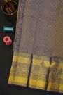 Kancheepuram Silk Blue Saree With Florals And Leaves In Zari Body