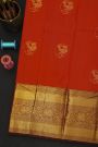 Kancheepuram Silk Red Saree With Florals And Leaves In Zari Body