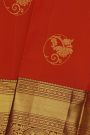 Kancheepuram Silk Red Saree With Florals And Leaves In Zari Body
