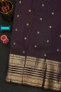 Kancheepuram Silk Navy Blue Saree With Florals And Leaves In Zari Body