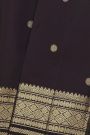 Kancheepuram Silk Navy Blue Saree With Florals And Leaves In Zari Body