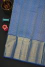 Kancheepuram Silk Sky Blue Saree With Florals And Leaves In Zari Body