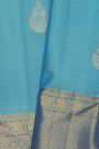 Kancheepuram Silk Sky Blue Saree With Florals And Leaves In Zari Body