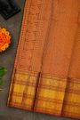 Kancheepuram Silk Bottle Green Saree With Traditional Long Border