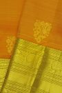 Kancheepuram Silk Orange Saree With Florals And Leaves Jaal Border