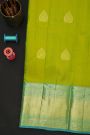 Kancheepuram Silk Green Saree With Florals And Leaves In Zari Body