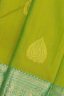 Kancheepuram Silk Green Saree With Florals And Leaves In Zari Body