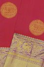 Kancheepuram Silk Peach Saree With Yalis And Peacocks With Diamonds Border