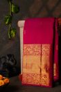 Kancheepuram Silk Rani Pink Saree With Florals And Leaves Jaal Border