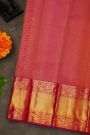 Kancheepuram Silk Rani Pink Saree With Florals And Leaves Jaal Border