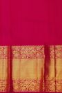 Kancheepuram Silk Rani Pink Saree With Florals And Leaves Jaal Border