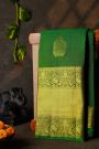 Kancheepuram Silk Bottle Green Saree With Long Self Border