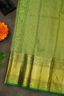 Kancheepuram Silk Bottle Green Saree With Long Self Border
