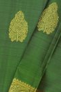 Kancheepuram Silk Bottle Green Saree With Long Self Border