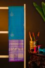 Kancheepuram Silk Blue Saree With Yalis And Peacocks Diamond Border