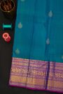 Kancheepuram Silk Blue Saree With Yalis And Peacocks Diamond Border