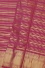 Kancheepuram Silk Rani Pink Saree With Cross Lines And Peacocks Border