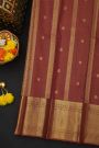 Kancheepuram Silk Maroon Saree With Zari Lines And Floral Buttis Body