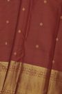 Kancheepuram Silk Maroon Saree With Zari Lines And Floral Buttis Body