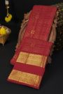 Kancheepuram Silk Maroon Saree With Zari Checks Florals And Leaves Jaal Border
