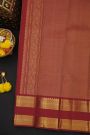 Kancheepuram Silk Maroon Saree With Zari Checks Florals And Leaves Jaal Border