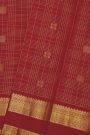 Kancheepuram Silk Maroon Saree With Zari Checks Florals And Leaves Jaal Border