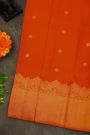 Kancheepuram Silk Orange Saree With Florals And Buttis Body